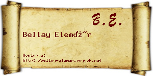 Bellay Elemér névjegykártya